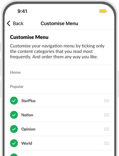Customised Menu